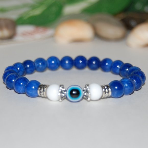 Evil Eye Bracelet,Blue Gemstone Bracelet,Blue Evil Eye Bracelet,Hamsa Bracelet - Picture 1 of 3